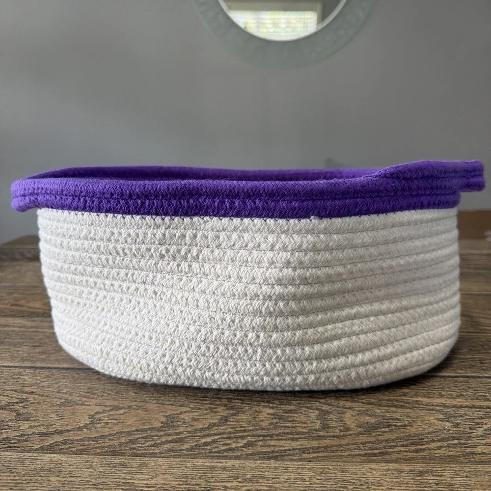 Young Living Seedlings 100% Unleashed Cotton Purple & Off White Soft Woven Tote